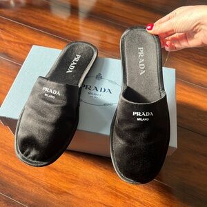 Prada Satin Slipper Flats Black Style: 1S579M F005